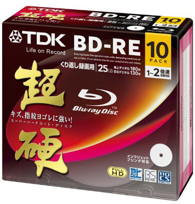 Picture of TDK Blu-ray BD-RE Re-writable Disk 25GB 2x Speed 10 Pack | Blu-ray Disc Rewritable Format Ver. 2.1 | Super Hard Coating Surface (Japan Import)