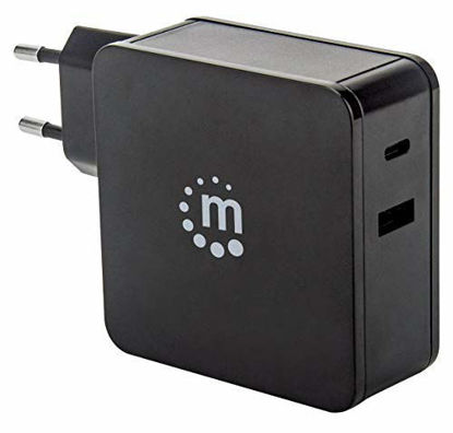 Picture of Manhattan Power Delivery Wall Charger - 60 W USB-C Power Delivery Port (Up to 60 W), USB-A Charging Port (Up to 2.4 A), Black