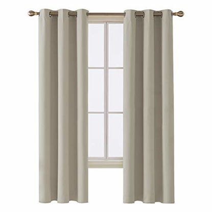 Picture of Deconovo Room Darkening Thermal Insulated Blackout Grommet Window Curtain Panel for Living Room, Light Beige, 42x84 Inch, 1 Panel