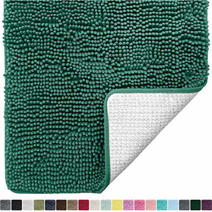 Picture of Gorilla Grip Original Luxury Chenille Bathroom Rug Mat, 30x20, Extra Soft and Absorbent Shaggy Rugs, Machine Wash Dry, Perfect Plush Carpet Mats for Tub, Shower, and Bath Room, Emerald