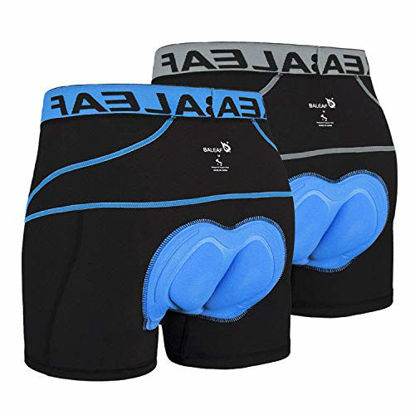 Picture of BALEAF Men's Bike Cycling Underwear Shorts 3D Padded Bicycle MTB Liner Shorts 2 Pack (Blue+Grey, XXL)