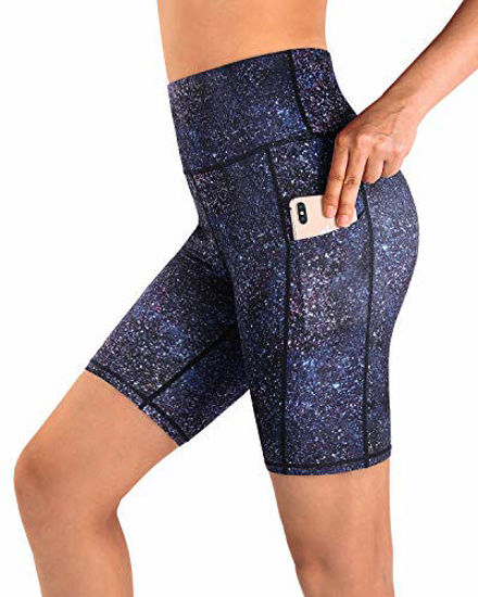 GetUSCart- Promover Spandex Biker Shorts for Women High Waist Compression  Running Short Leggings with Pockets 8 Inseam (Starry, Small)