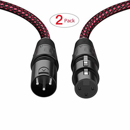 Picture of XLR Cable 10ft, BIFALE Heavy Duty Nylon Braided XLR Microphone Cable Male to Female 3Pin Balanced Microphone Cable Compatible with Shure SM Microphone, Behringer, Speaker Systems - 2Pack