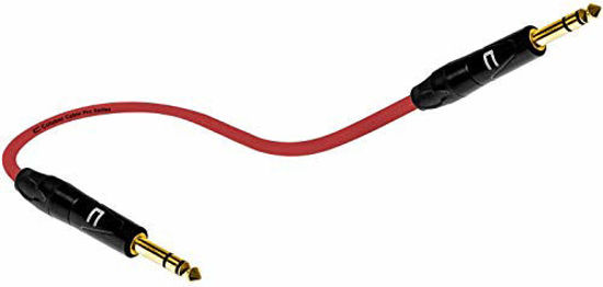 Picture of 1/4 Inch TRS to 1/4 Inch TRS Cable - 20 Feet Red - 1/4" (6.35mm) Stereo Balanced Male to Male Connector for Powered Speakers, Audio Interface or Mixer for Live Performance & Recording