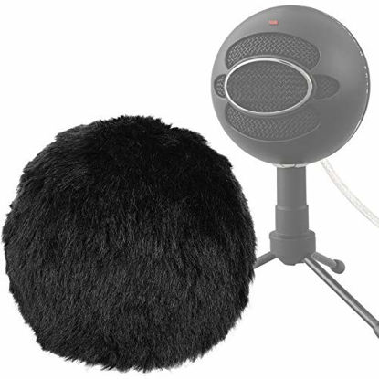 Picture of Furry Windscreen Cover Muff, ChromLives Mic Muff Cover, Deadcat Wind Cover for Recordings, Broadcasting, Singing Compatible with Blue Snowball Ice Condenser (Black)