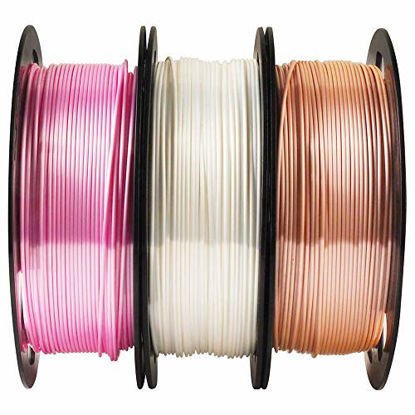 Picture of MIKA3D Shiny Champagne Gold Pink Pearl White 3D Printer PLA Filament Bundle - 1.75mm 3D Printing Material 0.5kg Spool Total 3 Spools 1.5kgs Filament Pack