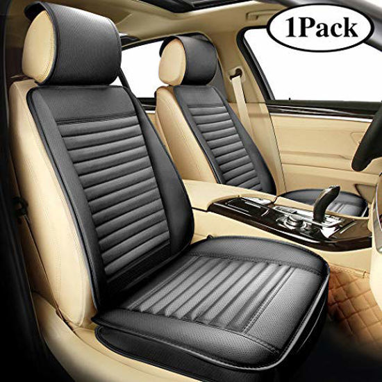 PU Leather Bamboo Charcoal Edge Wrapping Car Front Seat Cushion Cover Pad Mat Car Seat Covers in Black