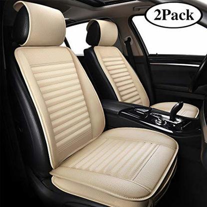Sunny color 2pc Filling Bamboo Charcoal Edge Wrapping Car Front Seat Cushion  Cover Pad Mat for Auto with PU Leather(Black)
