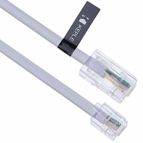 Picture of RJ11 to RJ45 Cable 3ft Ethernet Modem Data Telephone ASDL Patch Lead Broadband High Speed Internet Plug 6P4C to 8P8C Flat Network Extension Cord Compatible with Modem, Router, Landline Wire (White)