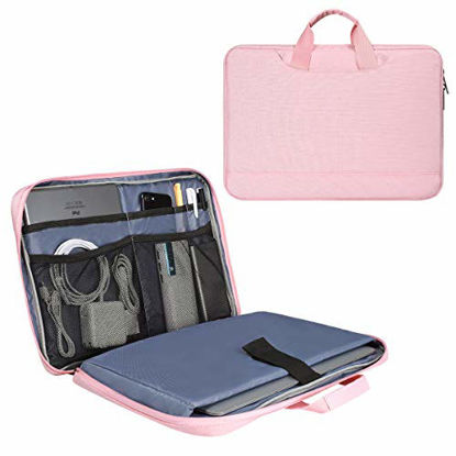 Picture of 15.6 Inch Laptop Sleeve Briefcase for Women Ladies Bag with Accessories Organizer for Dell Inspiron 15 5584, HP Envy/Spectre x360 15.6, Acer Aspire 15, Lenovo Yoga 730 15.6 ASUS MSI Macbook Case, Pink