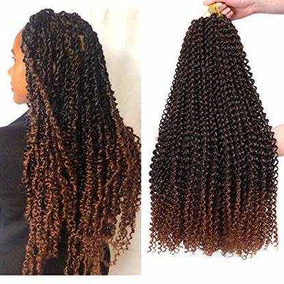Picture of 7 Packs Passion Twist Hair 22 Inch Water Wave Synthetic Braids for Passion Twist Crochet Braiding Hair Goddess Locs Long Bohemian Curl Hair Extensions (22Strands/Pack, T30#)