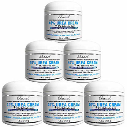 Picture of Urea Cream 40% Plus Salicylic Acid, 6-Pack, Callus Remover Hand Cream Foot Cream For Dry Cracked Feet, Hands, Heels, Elbows, Nails, Knees, Intensive Moisturizes & Softens Skin, Exfoliates Dead Skin