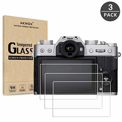 Picture of AKWOX [3-Pack] Compatible/Replacement for Fujifilm X-T20 X-T10 X-A1 X-A2 X-M1 X-E3 X30 Tempered Glass Screen Protector, [0.3mm 2.5D High Definition 9H] Optical LCD Premium Glass Protective Cover
