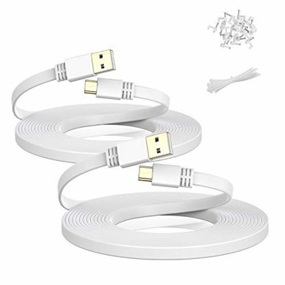 Picture of Itramax Micro USB Power Cable 20 FT (2 Pack),Flat Micro USB Charging Power Cord,Charger for Wyze Cam Pan 25,Nest Yi Cam 15,Blink XT XT2 Mini Camera 16,Furbo Dog,Arlo Q,Zmodo,Netvue,Xbox One Controller