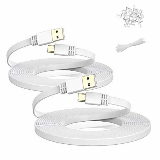 Picture of Itramax Micro USB Power Cable 20 FT (2 Pack),Flat Micro USB Charging Power Cord,Charger for Wyze Cam Pan 25,Nest Yi Cam 15,Blink XT XT2 Mini Camera 16,Furbo Dog,Arlo Q,Zmodo,Netvue,Xbox One Controller