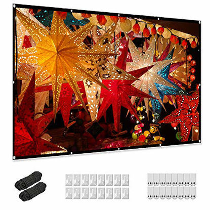 Picture of Projector Screen 150 inch, Taotique 4K Movie Projector Screen 16:9 HD Foldable and Portable Anti-Crease Indoor Outdoor Projection Double Sided Video Projector Screen for Home, Party, Office, Classroom