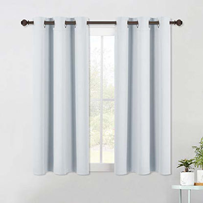 Picture of NICETOWN Room Darkening Curtain Panels for Bedroom -Easy-Care Solid Thermal Insulated Grommet Room Darkening Draperies / Drapes (2 Panels, 42 by 54, Platinum-Greyish White)