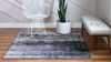 Picture of Unique Loom Sofia Collection Traditional Vintage Square Rug, 8', Dark Gray/Ivory