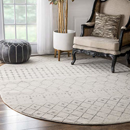 Picture of nuLOOM Moroccan Blythe Area Rug, 4' x 6' Oval, Grey/Off-White