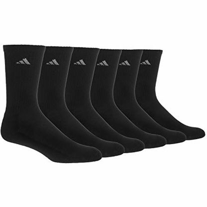 Picture of adidas Men's Athletic Cushioned Crew Socks (6-Pair), Black/Aluminum 2, Large