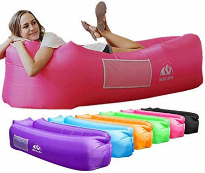 Picture of Wekapo Inflatable Lounger Air Sofa Hammock-Portable,Water Proof& Anti-Air Leaking Design-Ideal Couch for Backyard Lakeside Beach Traveling Camping Picnics & Music Festivals (Pink)