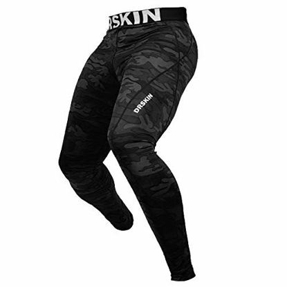 Picture of DRSKIN 1, 2 or 3 Pack Mens Compression Pants Sports Tights Leggings Baselayer Running Workout Active Yoga Dry Thermal (XL, DMBB04) Black