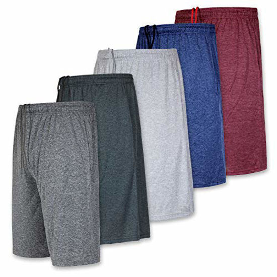 Picture of Mens Quick Dry Fit Dri-Fit Active Wear Athletic Performance Basketball Tennis Soccer Running Essentials Gym Casual Workout Tech Shorts-Set 5,Medium