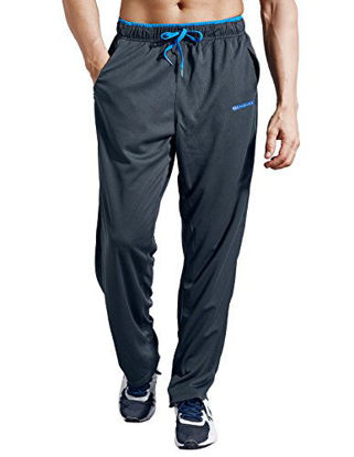 Picture of ZENGVEE Athletic Men's Open Bottom Light Weight Jersey Sweatpant with Zipper Pockets for Workout, Gym, Running, Training (Gray,S)
