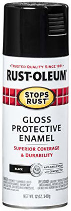 Picture of Rust-Oleum 7779830-6PK Stops Rust Spray Paint, 12 Oz, Gloss Black, 6 Pack
