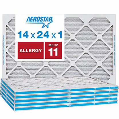 Picture of Aerostar Allergen & Pet Dander 14x24x1 MERV 11 Pleated Air Filter, Made in the USA, 6-Pack