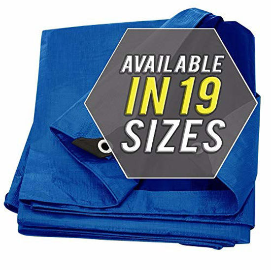 Picture of Tarp Cover Blue Waterproof Great for Tarpaulin Canopy Tent, Boat, RV Or Pool Cover!!! (Standard Poly Tarp)