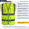 Picture of JKSafety 9 Pockets Class 2 High Visibility Zipper Front Safety Vest With Reflective Strips, Yellow Meets ANSI/ISEA Standards (4X-Large) 