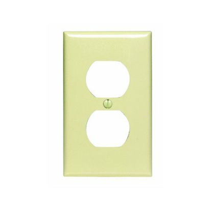 Picture of Leviton 80703-I 1-Gang Duplex Device Receptacle Wallplate, Standard Size, Thermoplastic Nylon, Device Mount, Ivory, 20-Pack