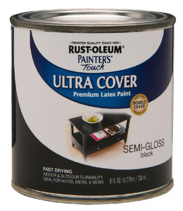 Picture of Rust-Oleum 1974730-6PK Painter's Touch Latex Paint, Half Pint, Semi-Gloss Black, 6 Pack