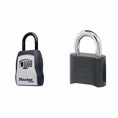 Picture of Master Lock 5400D Set Your Own Combination Portable Lock Box, 5 Key Capacity, Black & 178D Set Your Own Combination Lock, 1 Pack, Black