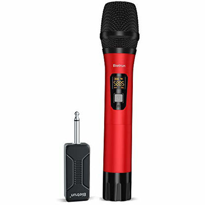 Picture of Wireless Microphone, Uhf Metal Dynamic Handheld Karaoke Mic, Rechargeable Receiver (Work 6hs),160ft Range, for Karaoke, Singing, Stage, Wedding, Speech, Karaoke Machine, Speaker, Amplifier, Mixer