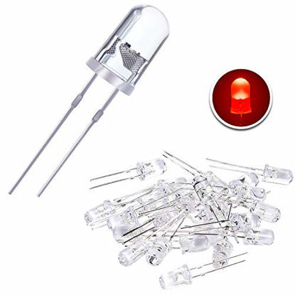 Picture of 100 Pieces Clear LED Light Emitting Diodes Bulb LED Lamp, 5 mm (Red)