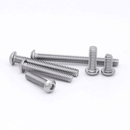 Picture of 1/4-20 x 5/8" Button Head Socket Cap Bolts Screws, 304 Stainless Steel 18-8, Allen Hex Drive, Bright Finish, Fully Machine Thread, Pack of 50