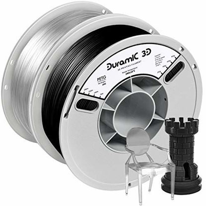 Picture of DURAMIC 3D PETG Filament 1.75mm 2 Pack Black Transparent, 3D Printing Filament 1kg Spool 2 Pack, Non-Tangling Non-Clogging Non-Stringing Dimensional Accuracy +/- 0.05 mm(Black, Transparent, 2 Pack)