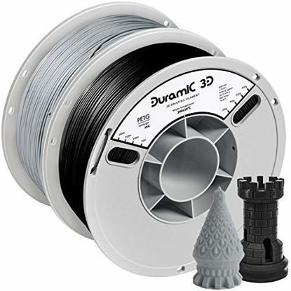 Picture of DURAMIC 3D PETG Filament 1.75mm 2 Pack Black Grey, 3D Printing Filament 1kg Spool(2.2lbs), Non-Tangling Non-Clogging Non-Stringing Dimensional Accuracy +/- 0.05 mm(Black, Grey, 2 Pack)