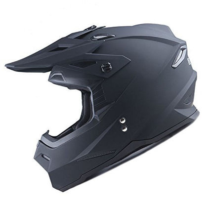 Picture of 1Storm Adult Motocross Helmet BMX MX ATV Dirt Bike Helmet Racing Style HF801; Matt Black