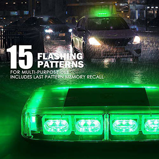 GetUSCart Xprite 12" Green LED Rooftop Mini Strobe Light Bar Mount Emergency Safety