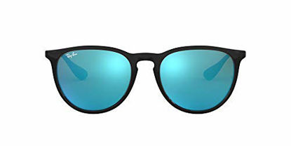 Picture of Ray-Ban Women's RB4171 Erika Round Sunglasses, Black/Blue Mirror, 54 mm