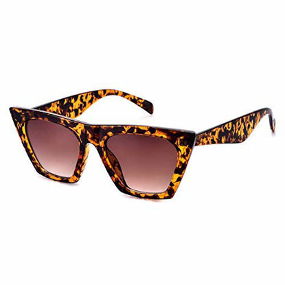 Picture of Mosanana Square Cateye Sunglasses Women 2020 Trendy Fashion Tortoise Shell Leopard Print Retro Vintage Cat Eye Lady Unique Small Shade Popular Sharp angular chunky rectangle skinny cool Pointed Thick