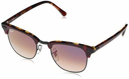 Picture of Ray-Ban Unisex-Adult RB3016 Clubmaster Sunglasses, Top Transparent Red On Havana/Pink Gradient Violet, 51 mm