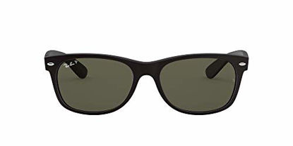 Picture of Ray-Ban RB2132 New Wayfarer Sunglasses, Black Rubber/Polarized Green, 55 mm