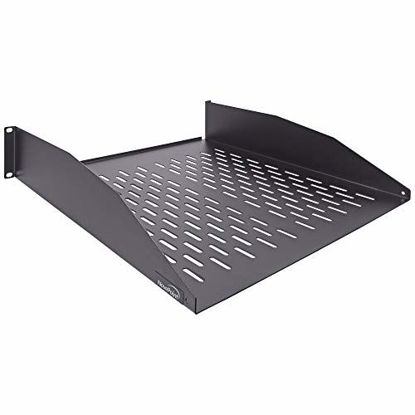 Picture of NavePoint 2U 19-Inch Universal Vented Rack Mount Cantilever Server Cabinet Shelf 18-Inches Deep with Lip Black
