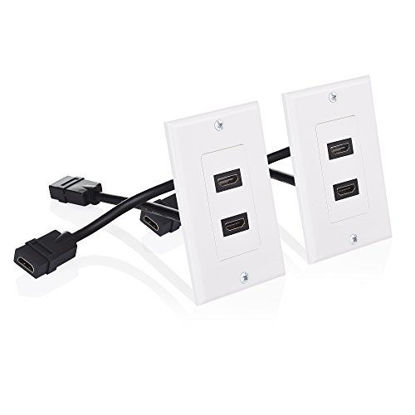 Picture of Cable Matters 2-Pack 2-Port HDMI Wall Plate in White (4K UHD, ARC, and Ethernet pass-thru support)