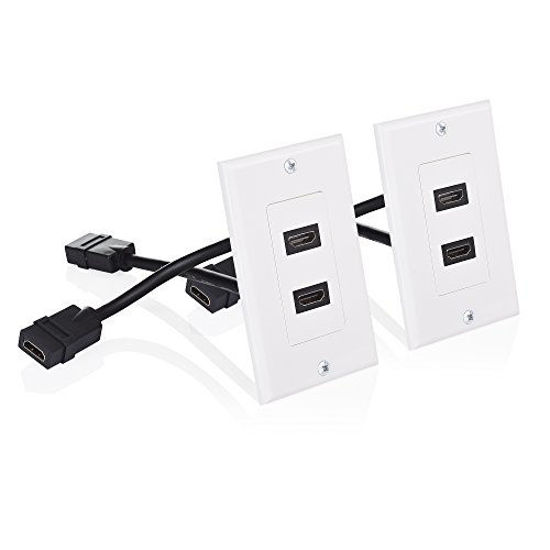 GetUSCart Cable Matters 2Pack 2Port HDMI Wall Plate in White (4K UHD