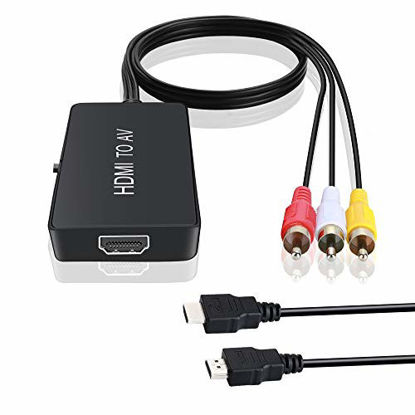 Picture of HDMI to RCA, HDMI to AV Converter, 1080P HDMI to 3RCA CVBS AV Composite Video Audio Converter Adapter Supports PAL/NTSC with USB Charge Cable for PC Laptop HDTV DVD